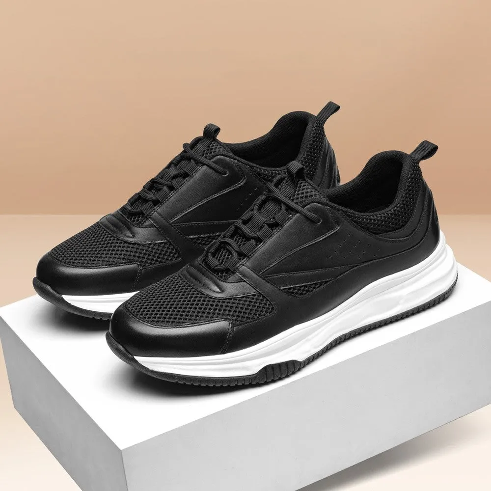 7 CM / 2.76 Inches CMR CHAMARIPA  Height Increase Shoes Men's Breathable Black Sneakers