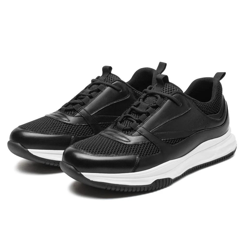 7 CM / 2.76 Inches CMR CHAMARIPA  Height Increase Shoes Men's Breathable Black Sneakers