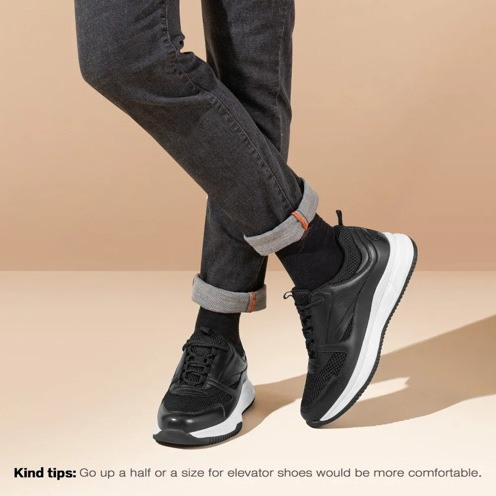 7 CM / 2.76 Inches CMR CHAMARIPA  Height Increase Shoes Men's Breathable Black Sneakers