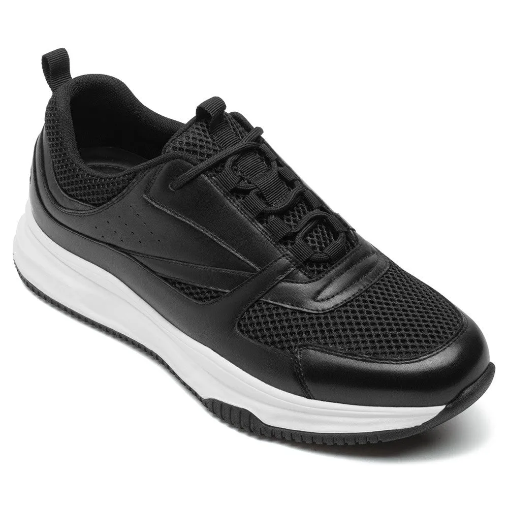 7 CM / 2.76 Inches CMR CHAMARIPA  Height Increase Shoes Men's Breathable Black Sneakers