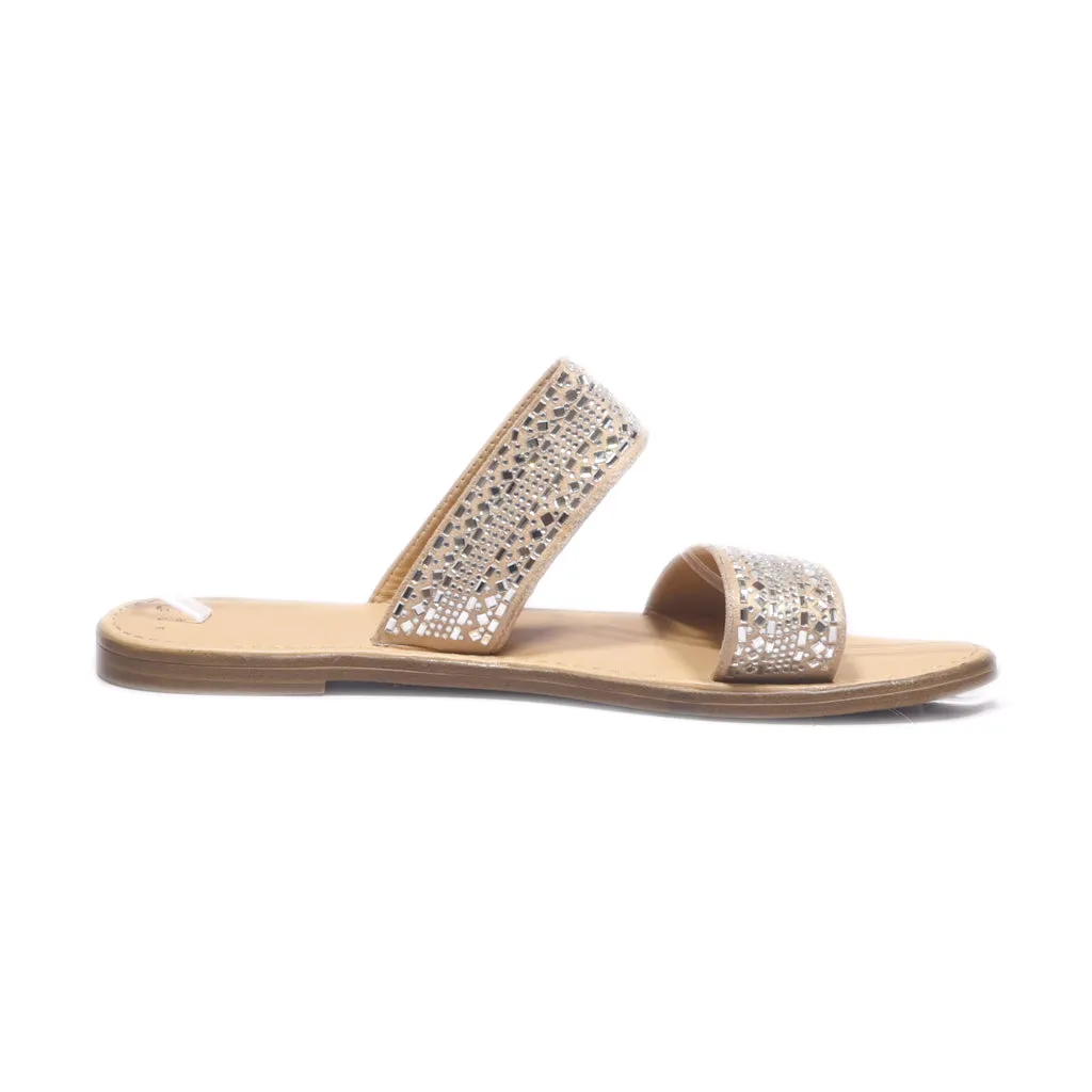 A New Day Flat Sandals Leather Beige Colour For Women