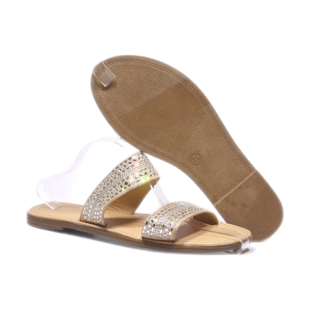 A New Day Flat Sandals Leather Beige Colour For Women