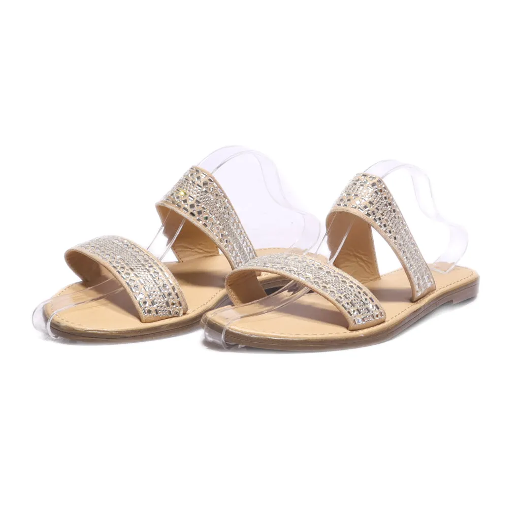 A New Day Flat Sandals Leather Beige Colour For Women