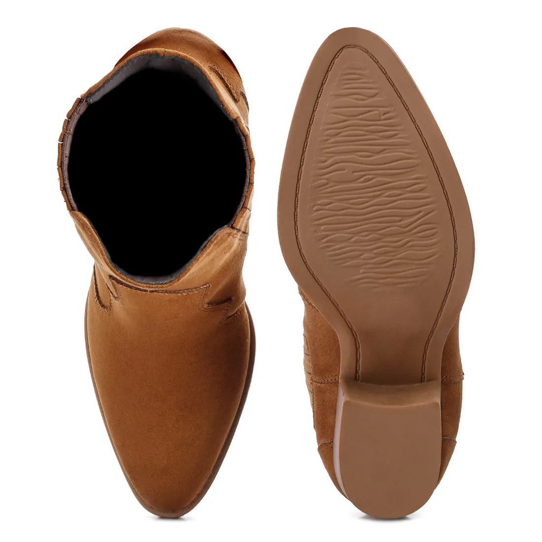 Ankle Length Low Heel Cowboy Boots