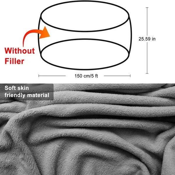 Bag Chair Cover(it was only a Cover; not a Full Bean Bag) Chair Cushion; Big Round Soft Fluffy PV Velvet Sofa Bed Cover; Living Room Furniture; Lazy Sofa Bed Cover; 5ft Dark Grey