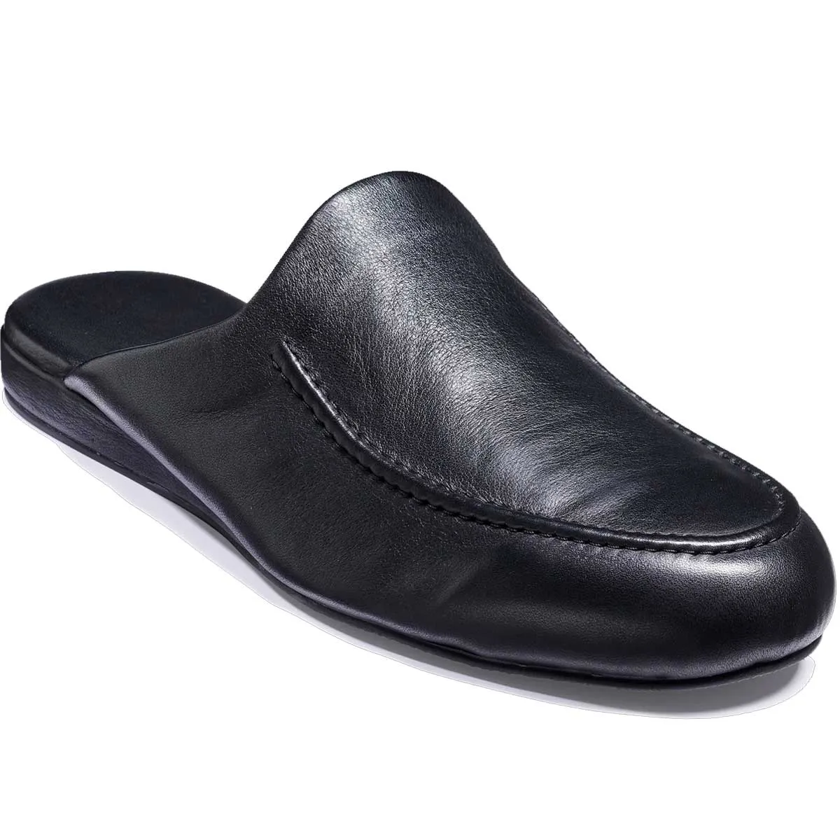 BARKER Birch Slippers - Mens - Black Leather
