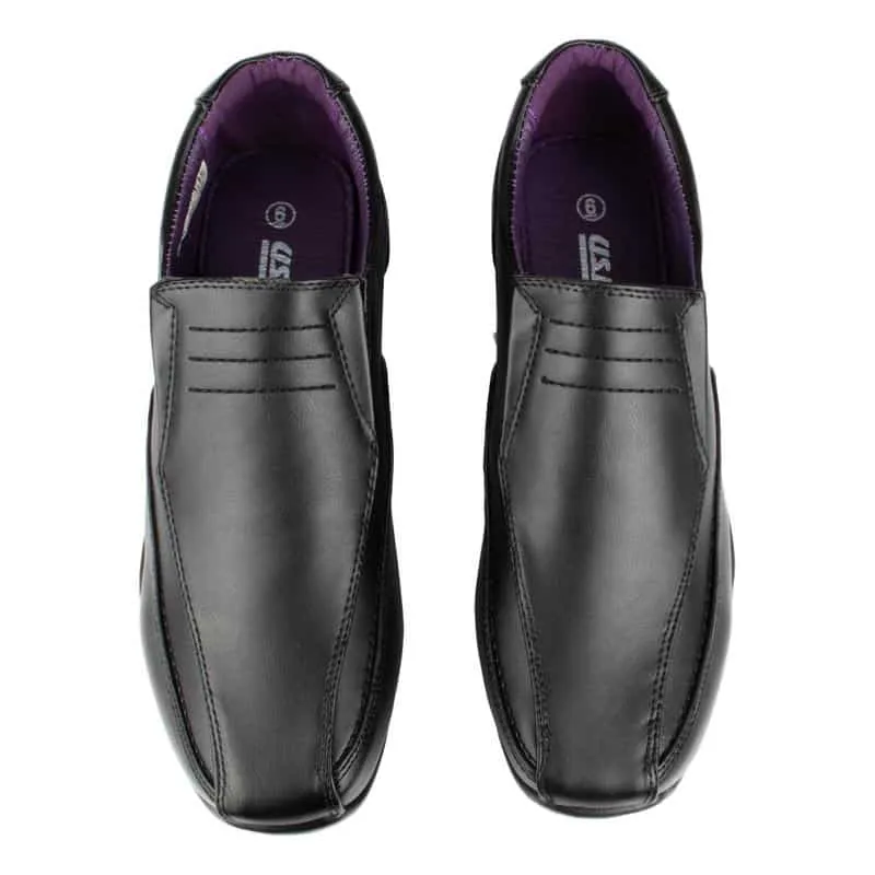 Boys Black Slip On School Shoe