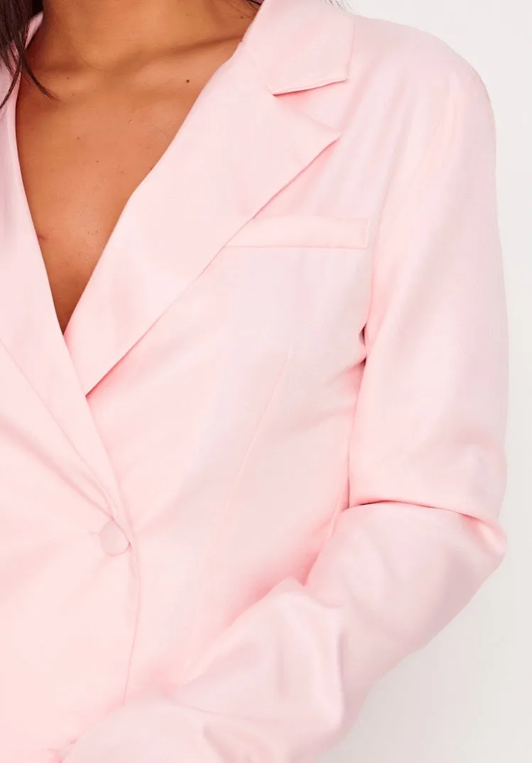 Button Front Blazer Pink