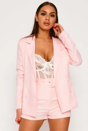 Button Front Blazer Pink