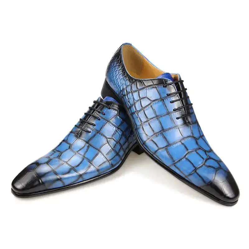 Drillo 3 - Alligator print/crocodile pattern oxford dress shoes for men