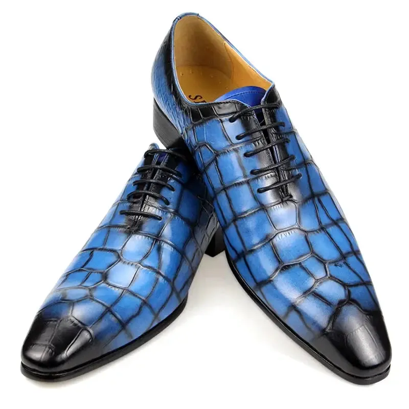Drillo 3 - Alligator print/crocodile pattern oxford dress shoes for men