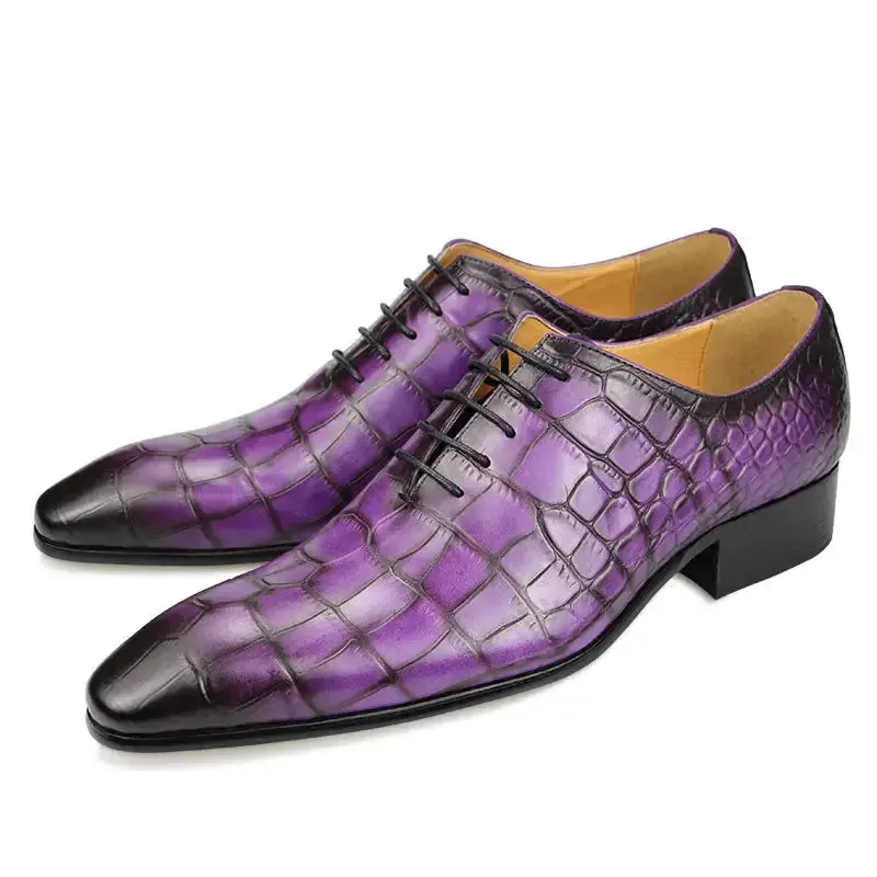 Drillo 3 - Alligator print/crocodile pattern oxford dress shoes for men