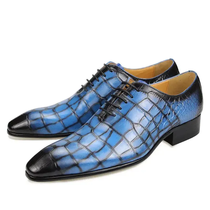 Drillo 3 - Alligator print/crocodile pattern oxford dress shoes for men