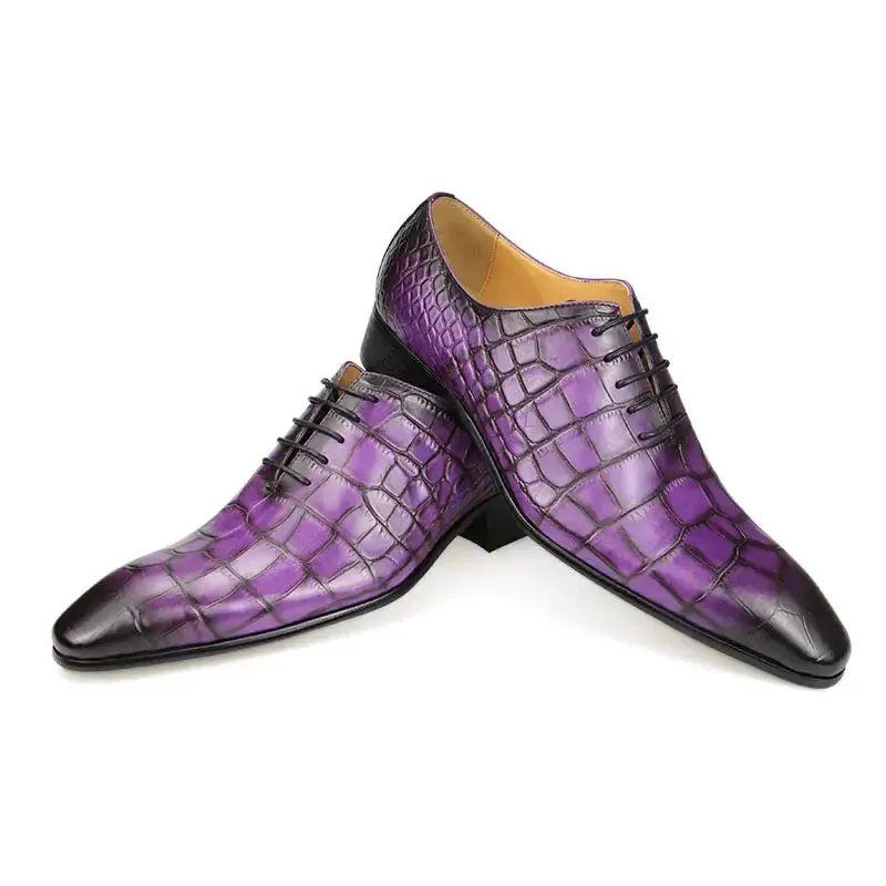 Drillo 3 - Alligator print/crocodile pattern oxford dress shoes for men