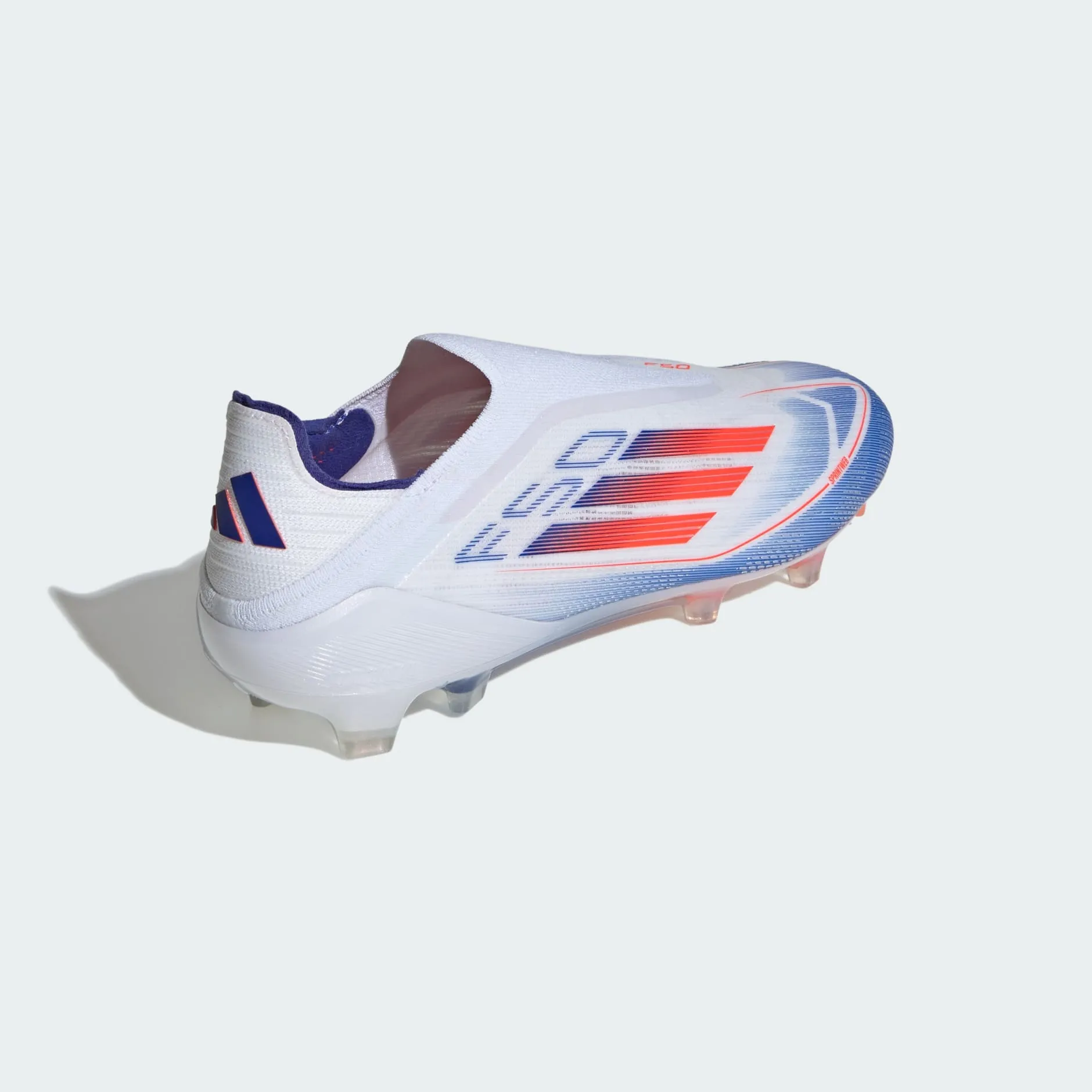 F50 ELITE LACELESS FIRM GROUND BOOTS - Cloud White / Solar Red / Lucid Blue