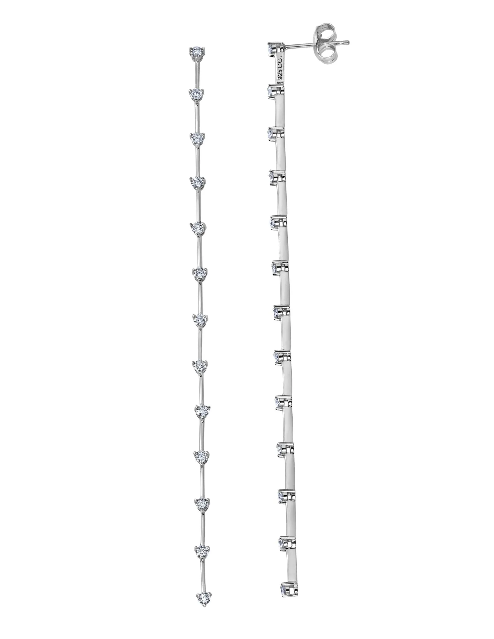 Flash Bar Linear Earrings Finished in Pure Platinum Sale