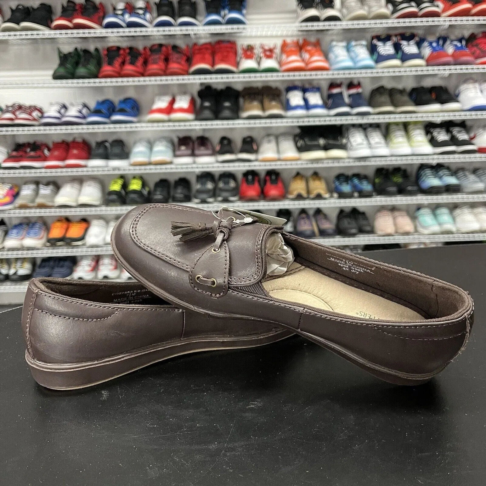 Grasshopper Classic Brown Leather Tassle Padded Insole Comfort Loafers Size 7.5M