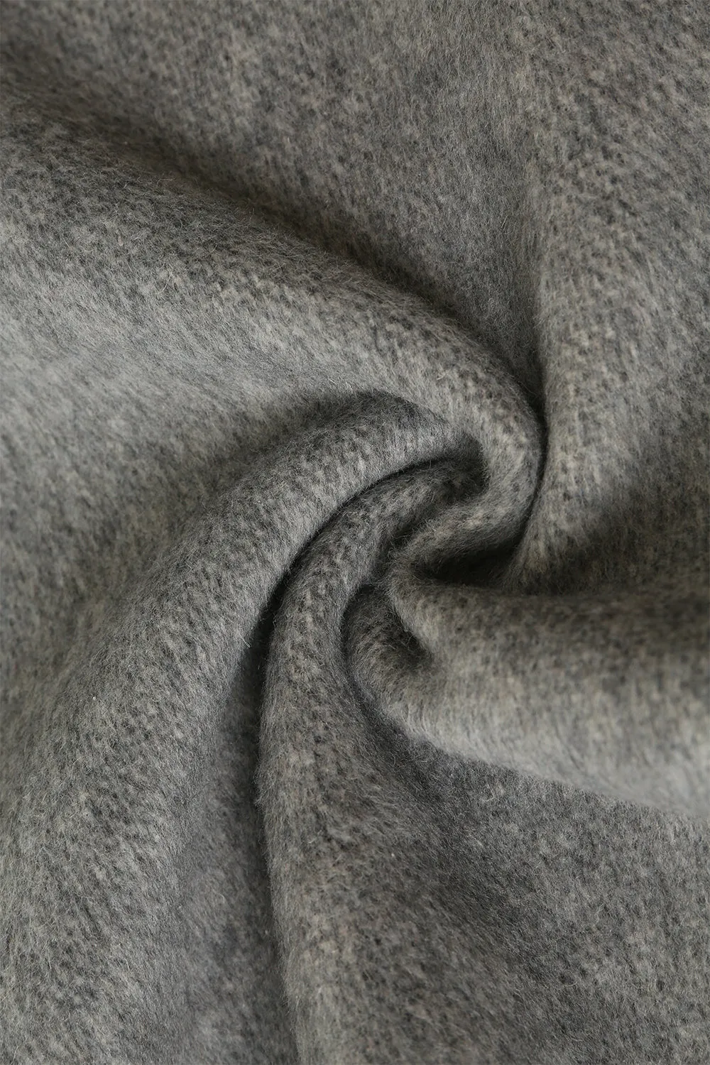 Grey Double Breasted Long Wool Blend Coat with Belt