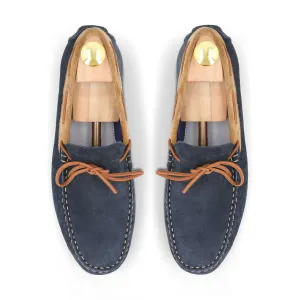 Laced Suede Moccasins - Navy