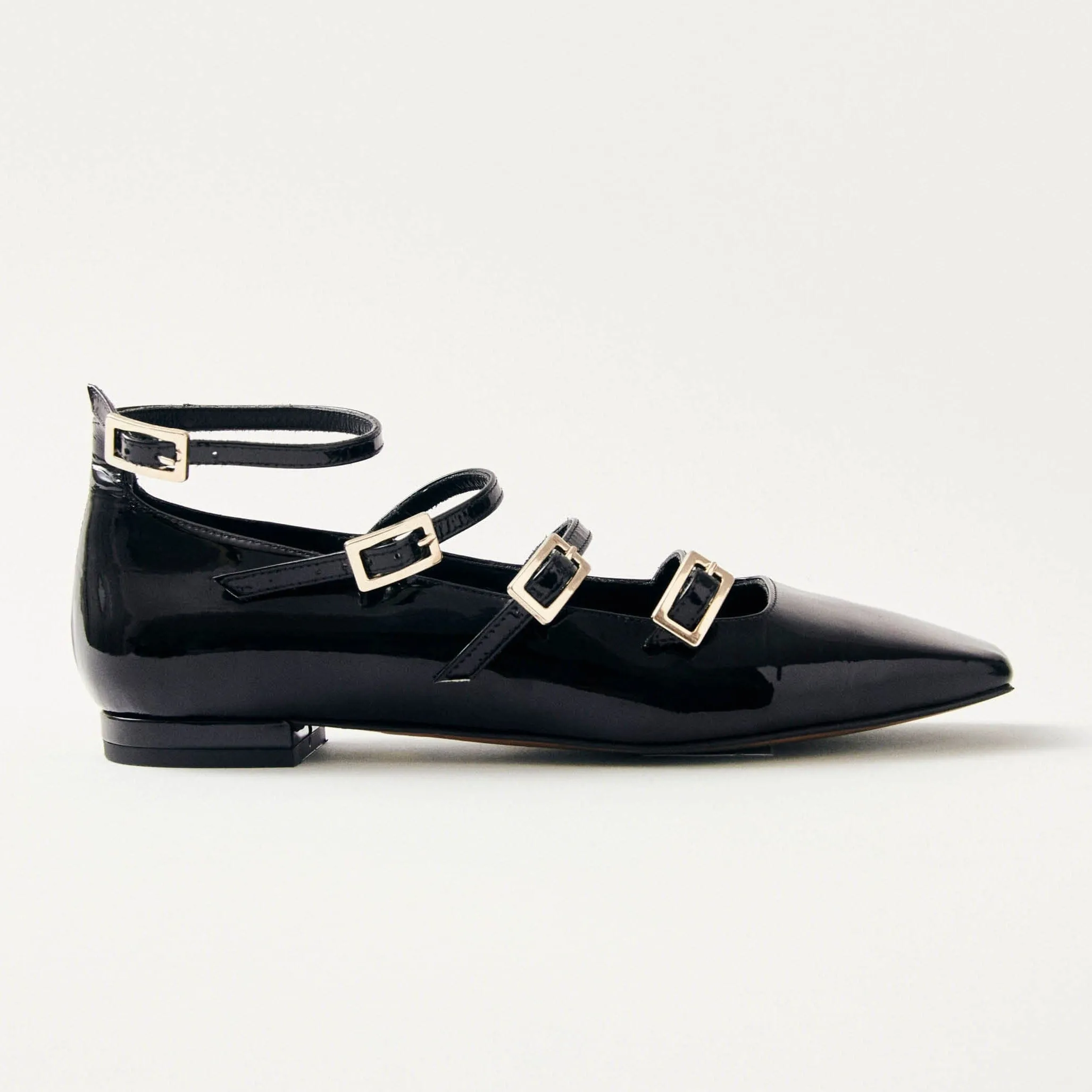 Luke Onix Black Leather Ballet Flats