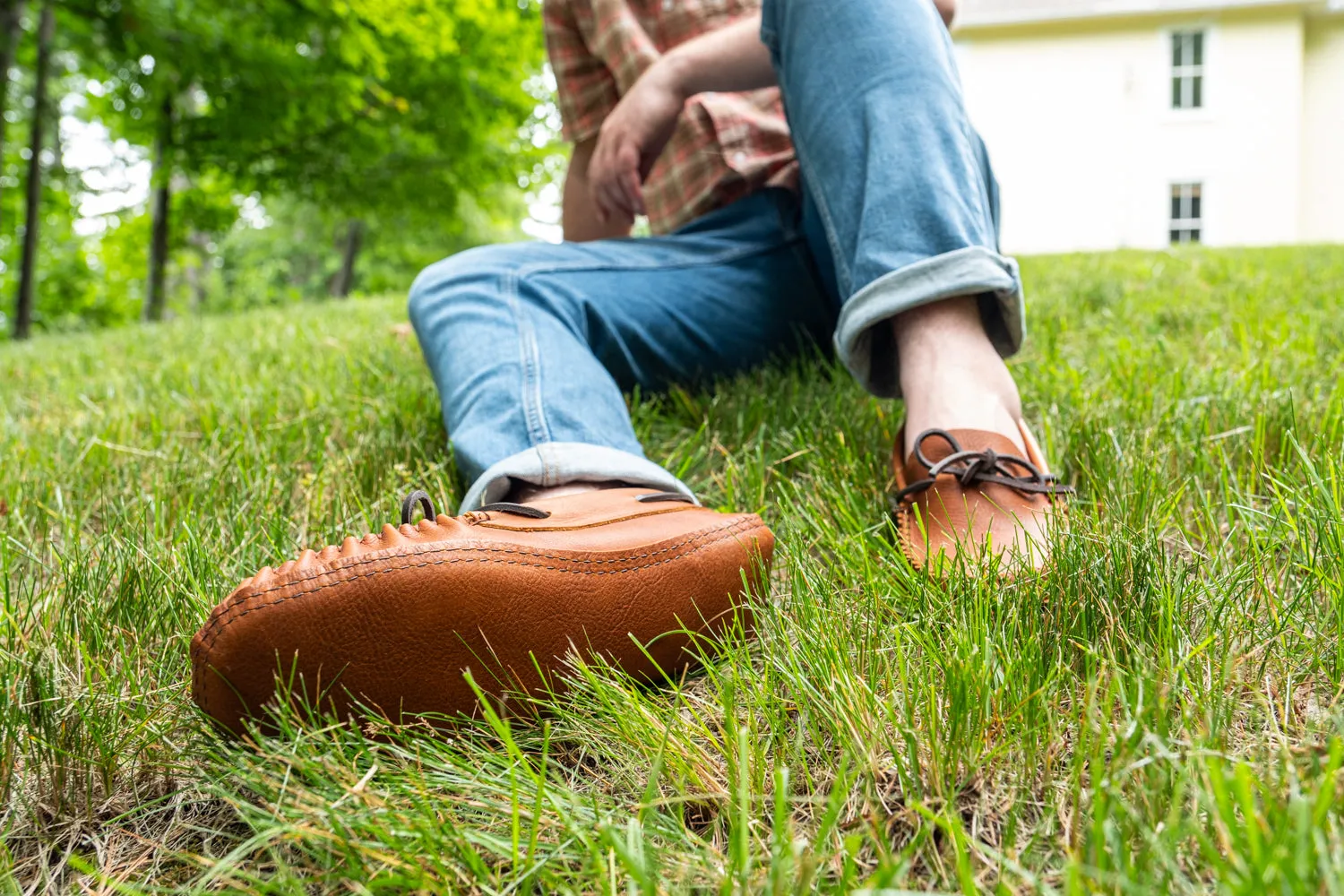 Men's Wide Earthing Leather Moccasins (Clearance - Size 9 & 10 ONLY)