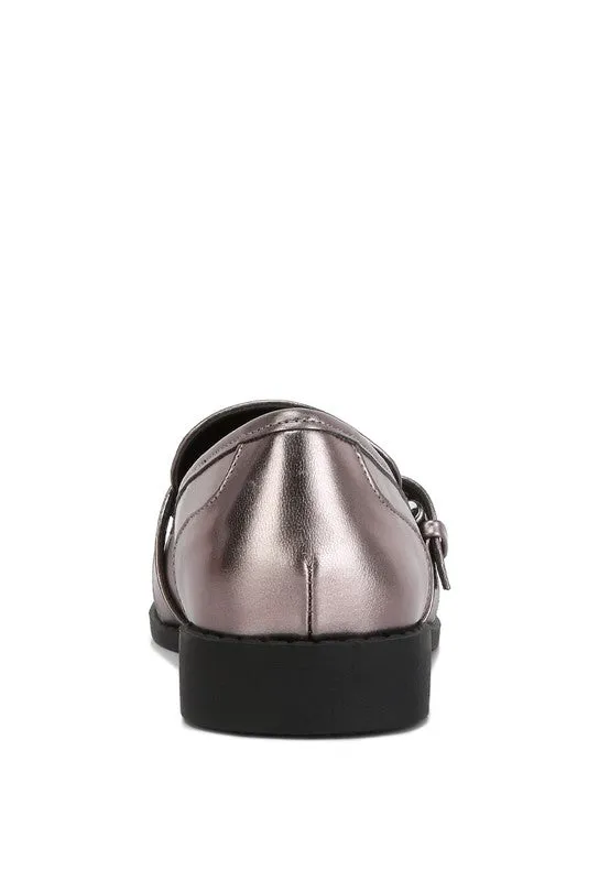 MetroPolish Metallic Faux Leather Loafers - Pewter or Rose Gold
