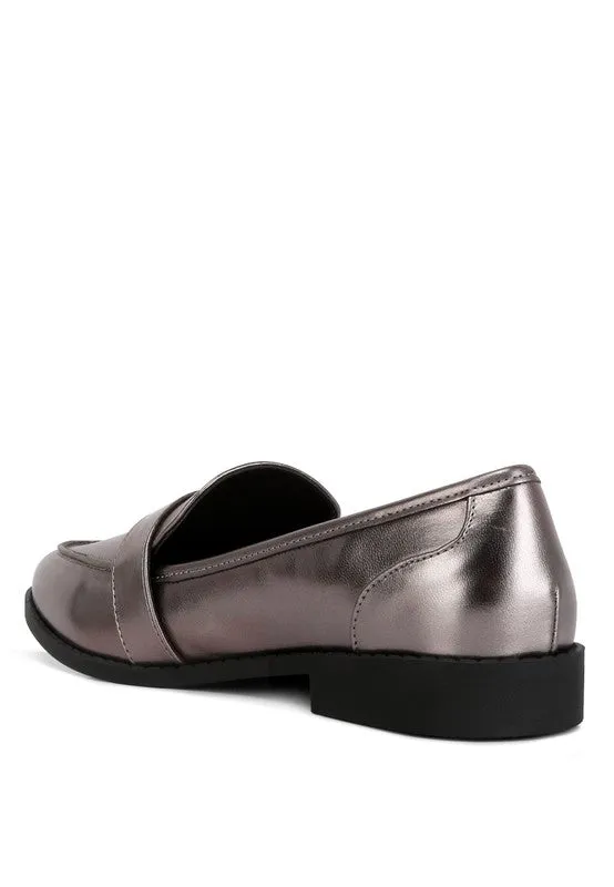 MetroPolish Metallic Faux Leather Loafers - Pewter or Rose Gold