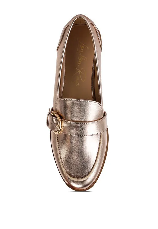 MetroPolish Metallic Faux Leather Loafers - Pewter or Rose Gold