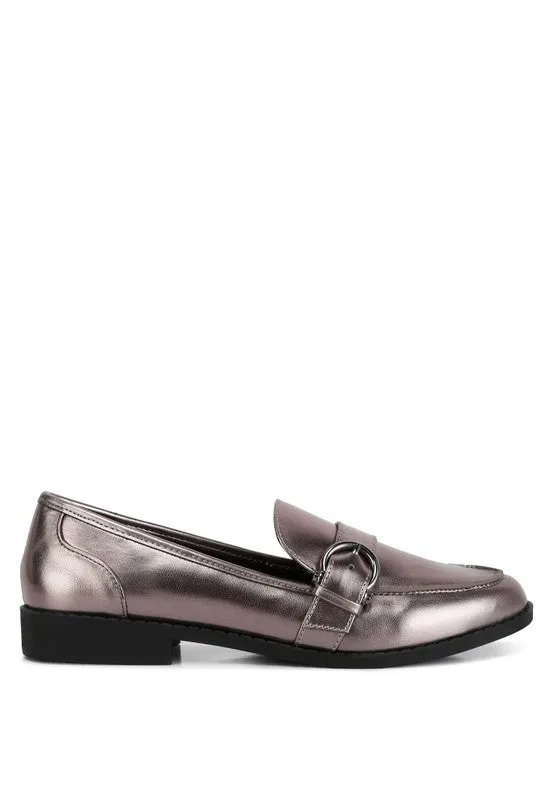 MetroPolish Metallic Faux Leather Loafers - Pewter or Rose Gold