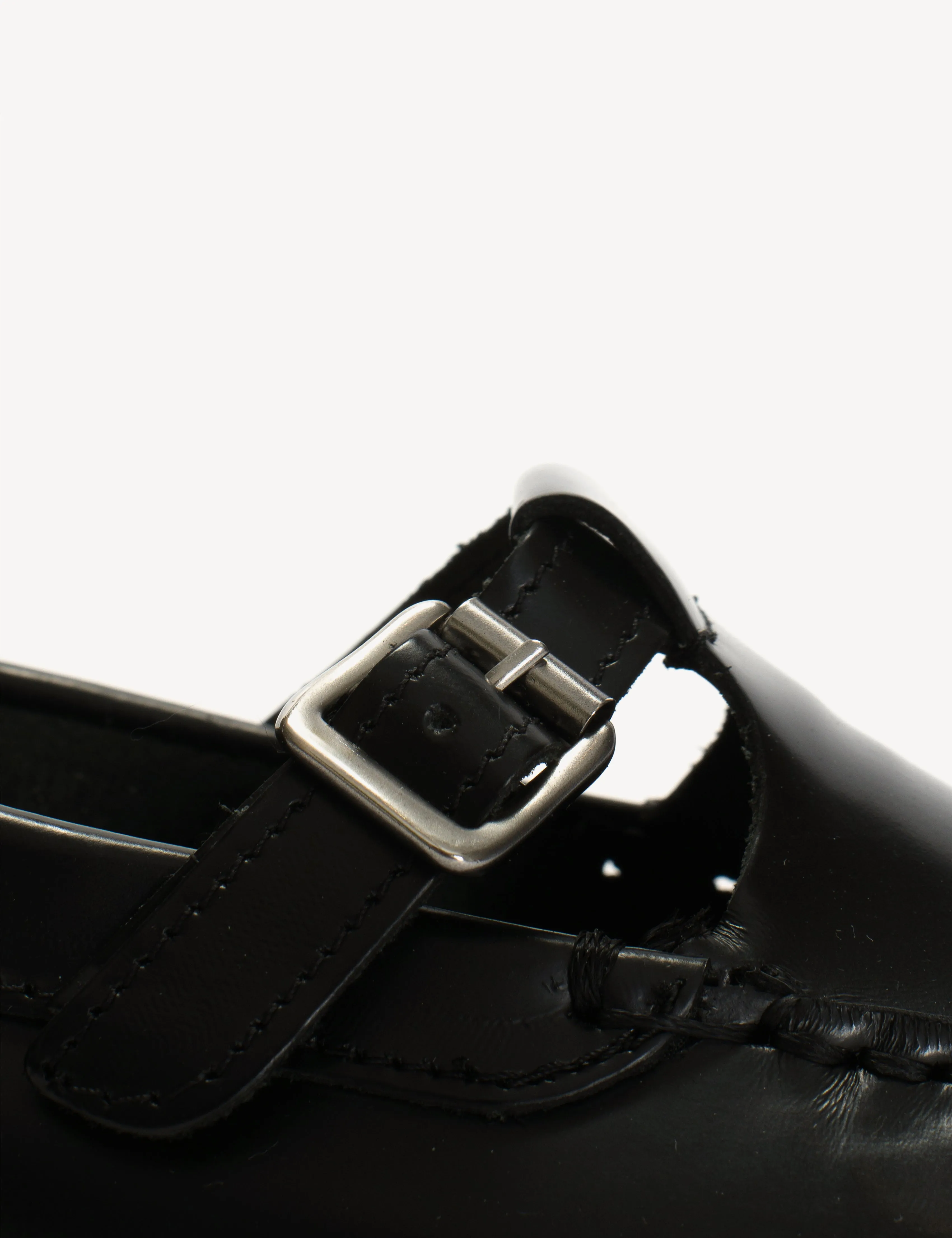Moccasin T-Bar Loafer In Black Polido Leather