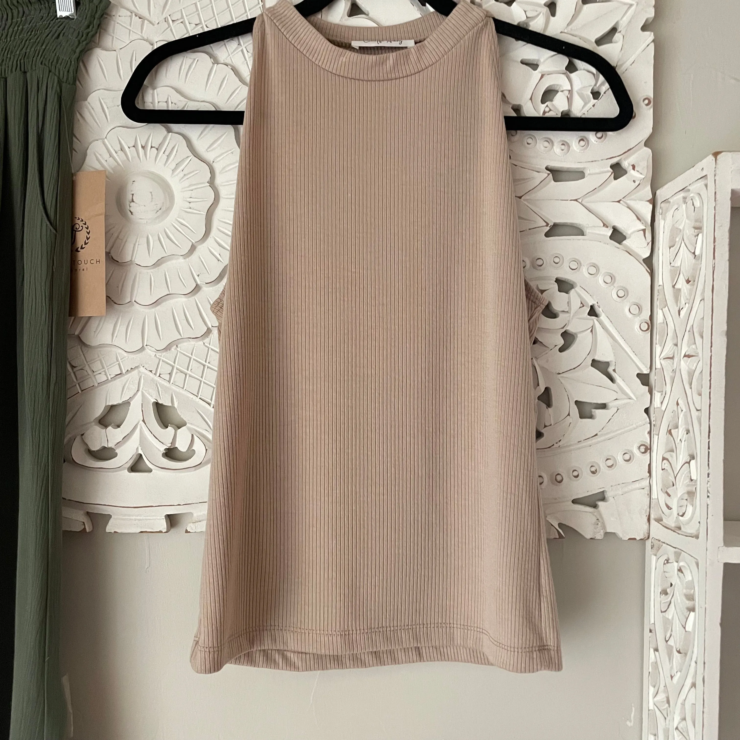 Mocha Ribbed Sleeveless Tank Top