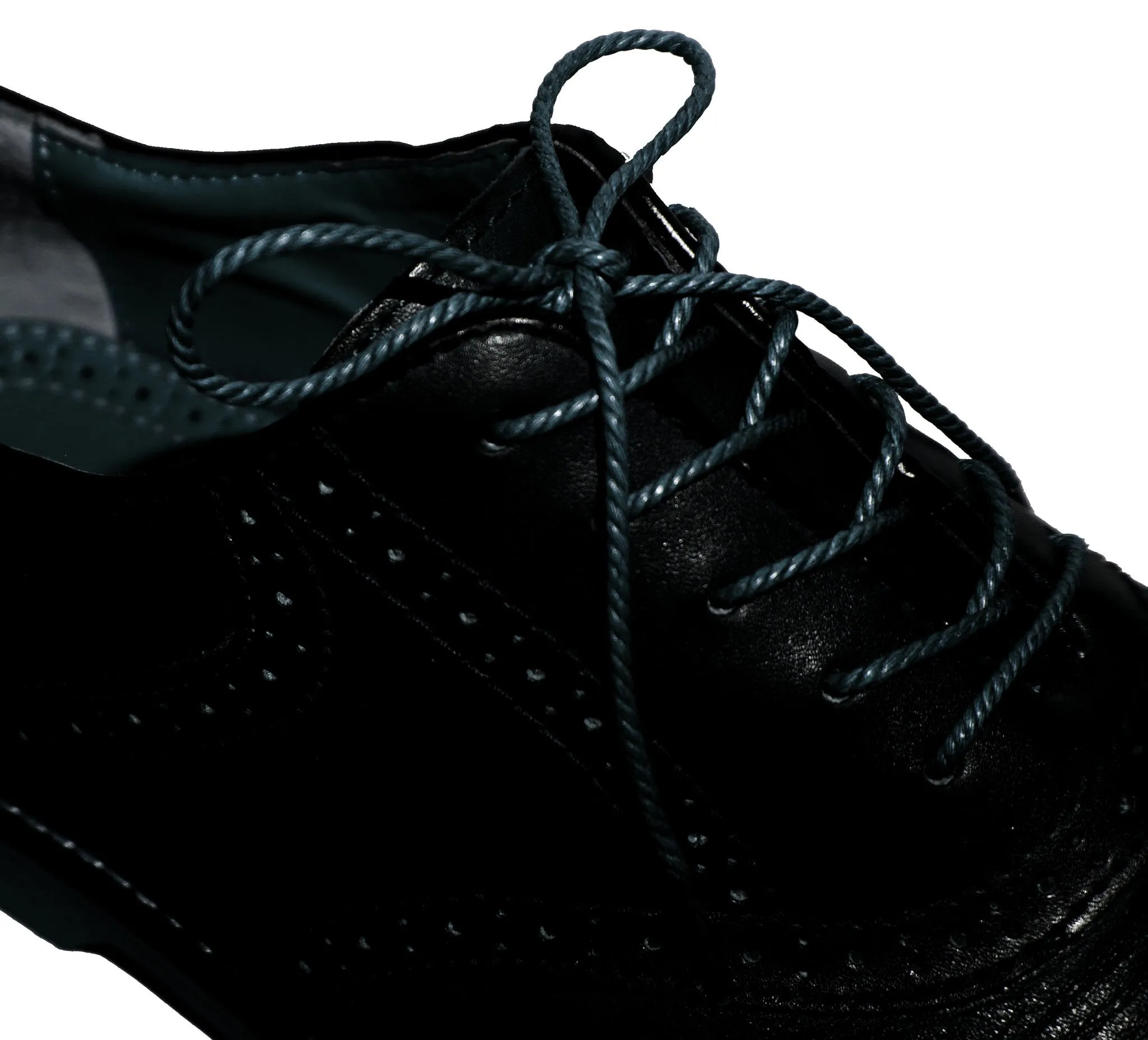 [Prussian Blue] - Round Waxed Thin Braided Hemp Rope Style Shoelaces