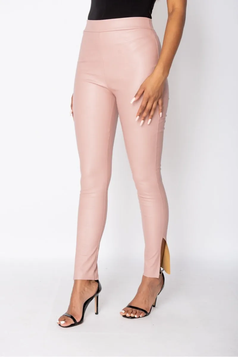 Rose Faux Leather High Waist Jeggings