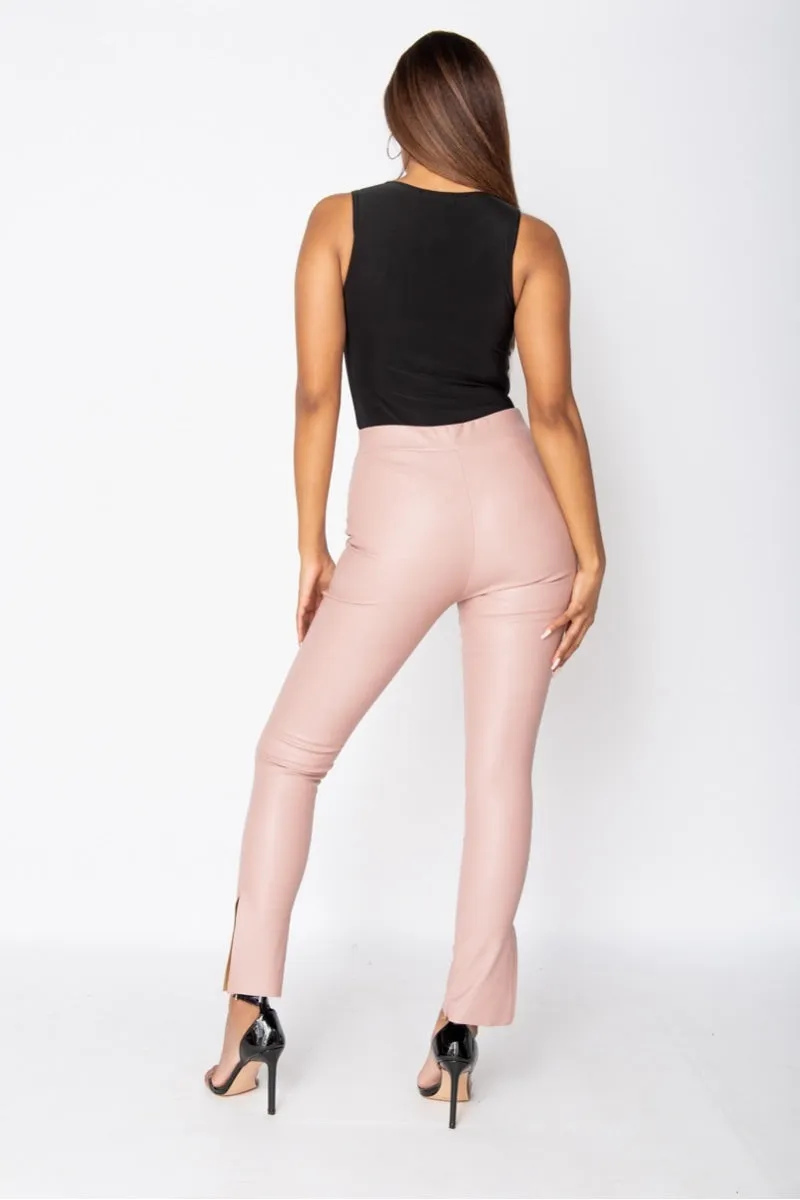 Rose Faux Leather High Waist Jeggings