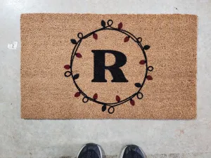 Sale - Christmas Lights Monogram Doormat - R