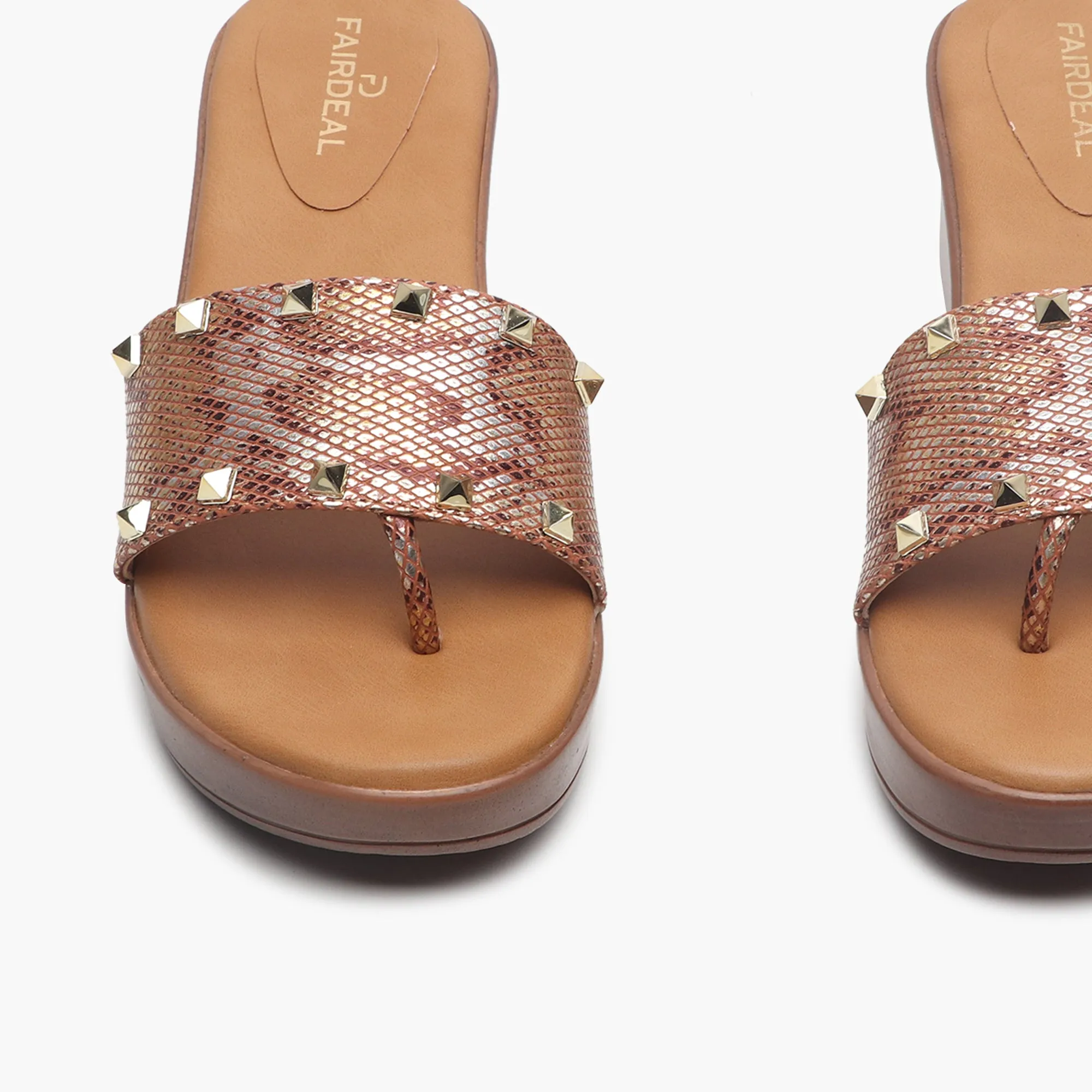 Snake Print Studded Wedges
