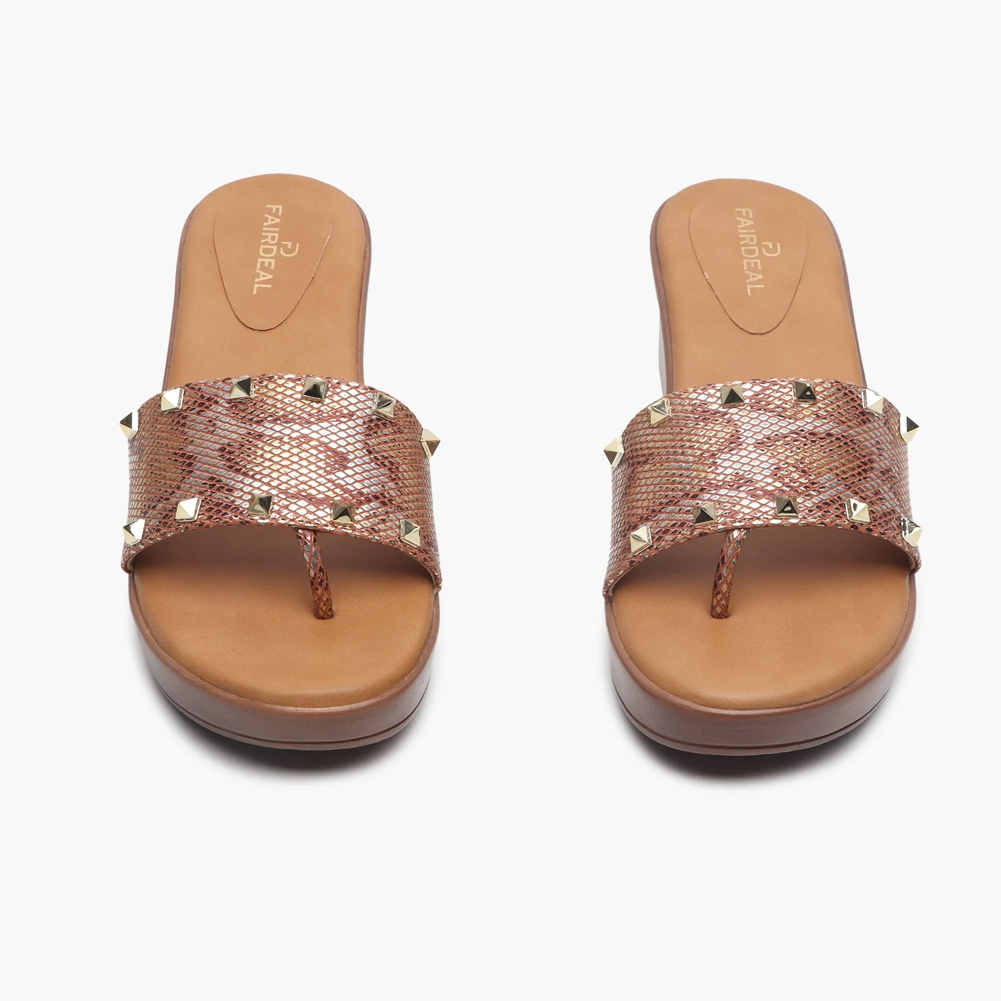 Snake Print Studded Wedges