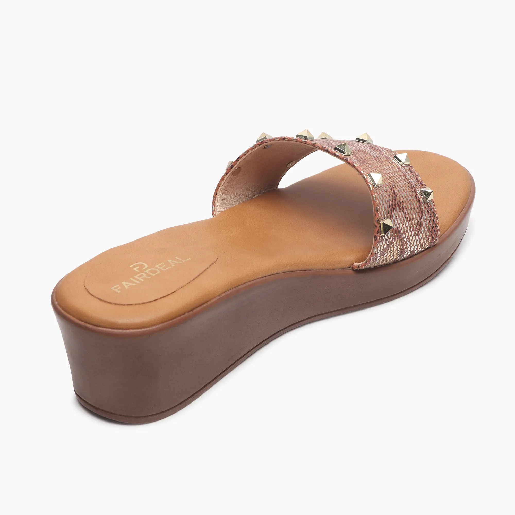 Snake Print Studded Wedges