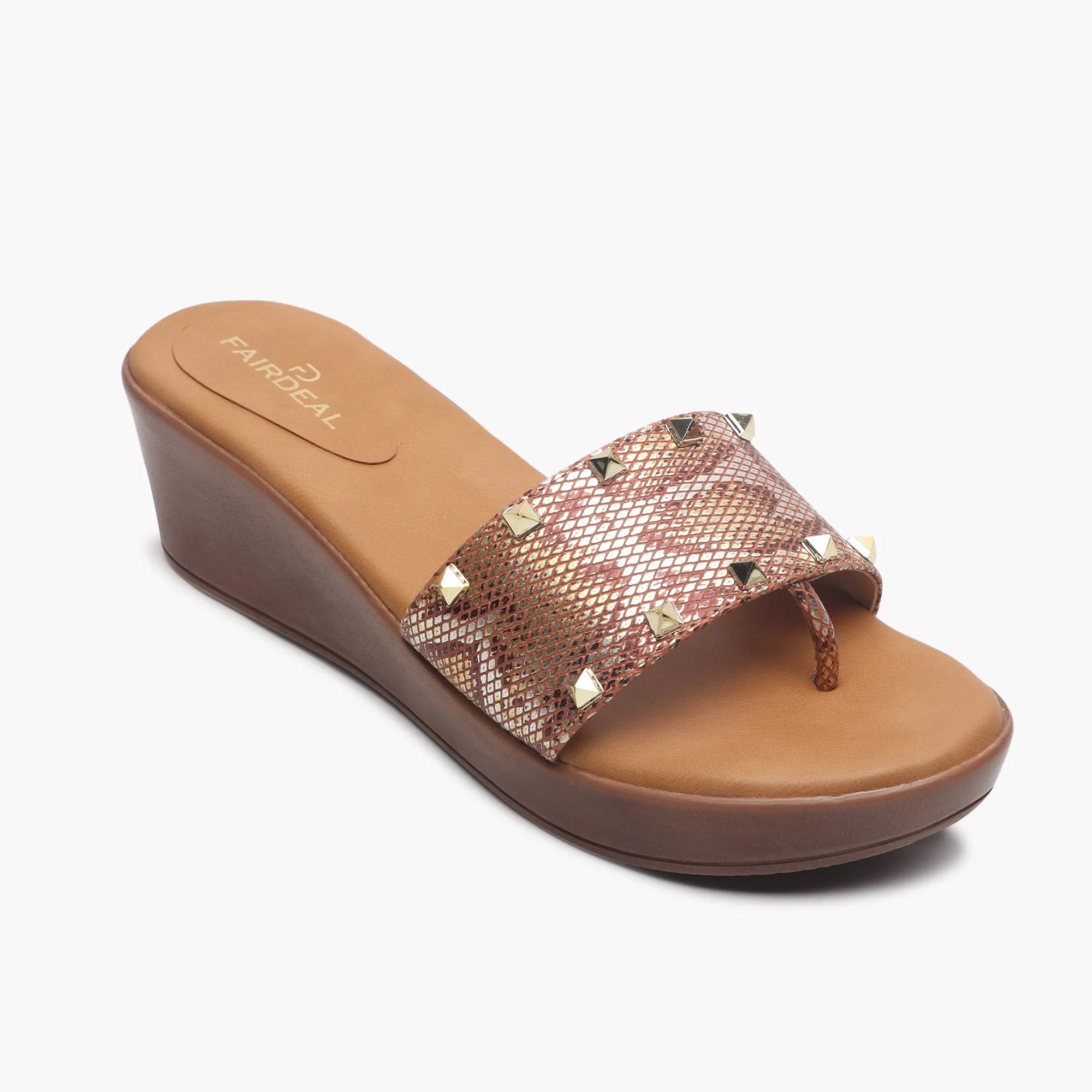 Snake Print Studded Wedges