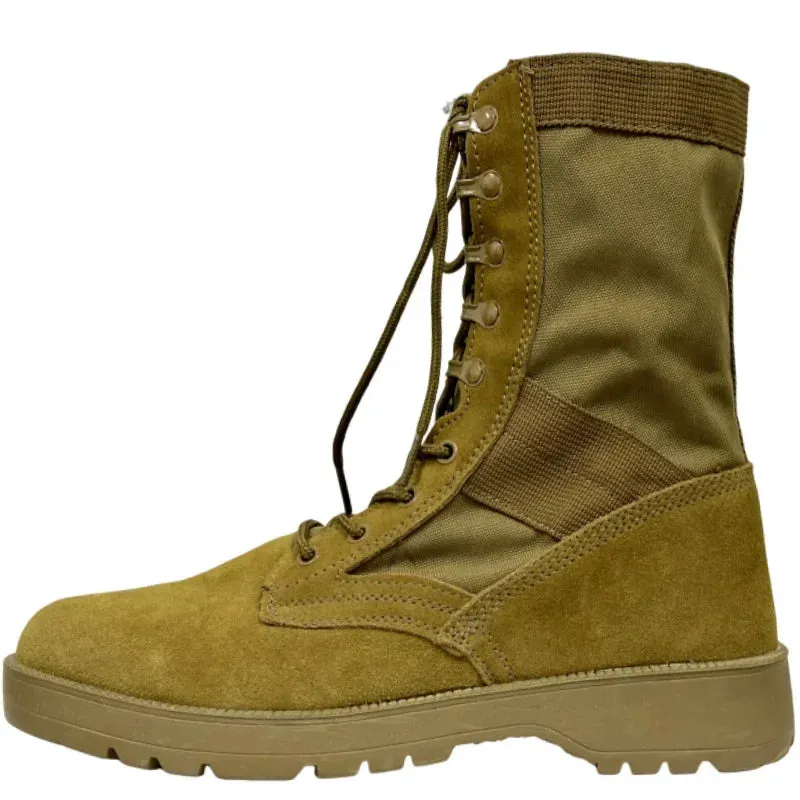 Tactical Cowhide Desert Boots for Men - Lightweight Outdoor Combat Hiking Shoes with Ankle Strap