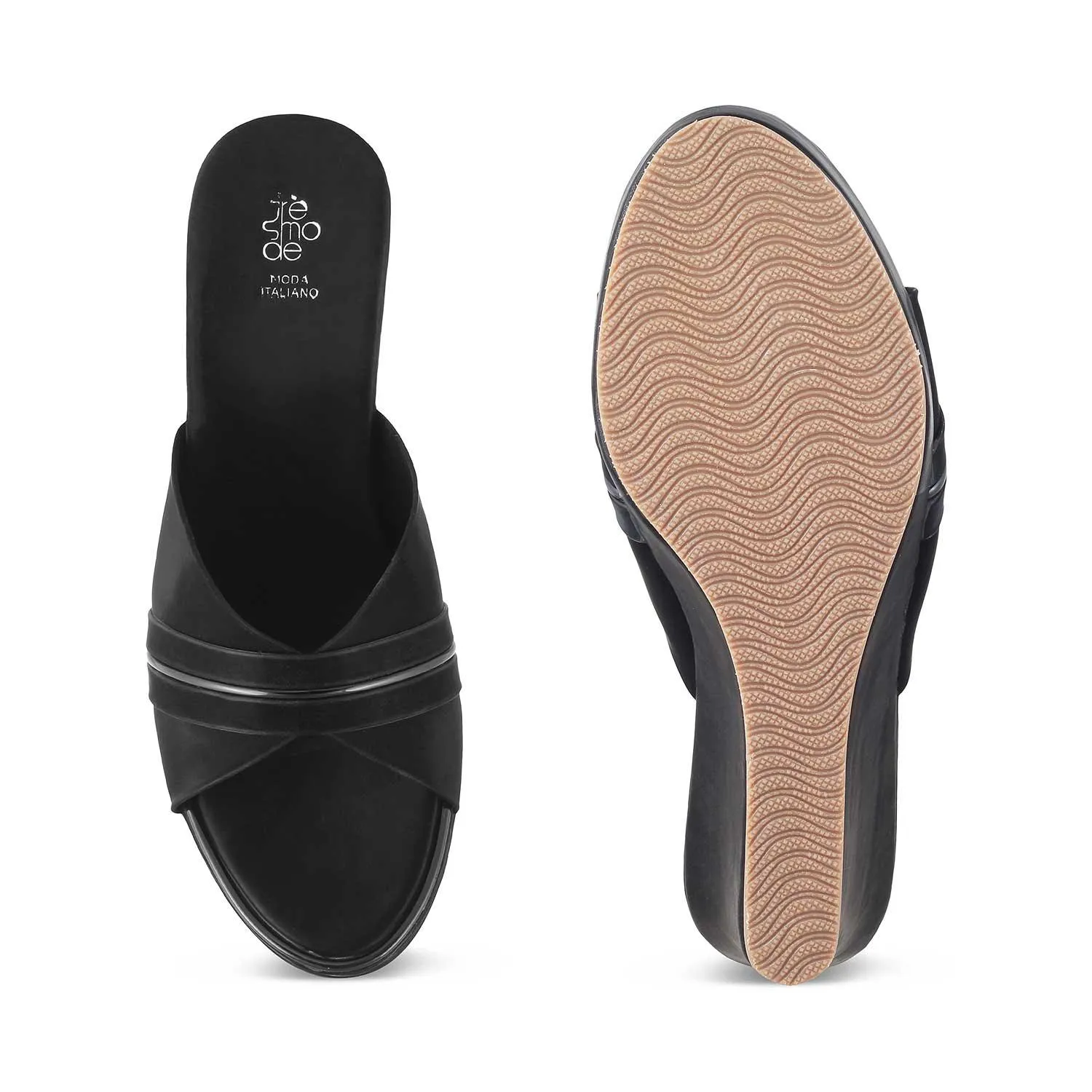 The Party Black Women's Dress Wedge Sandals Tresmode