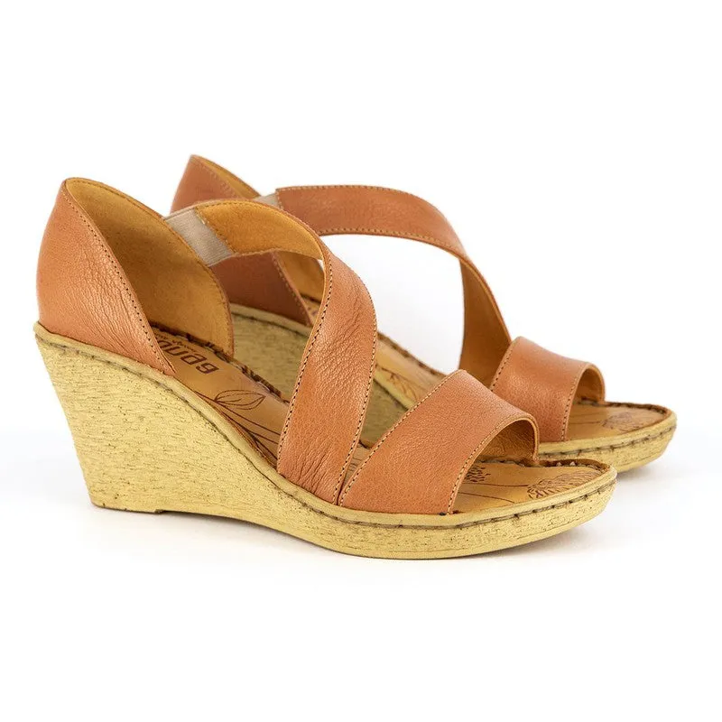 Tsonga Nompempe Leather Open Toe Wedge Sandals - Oak Cayak