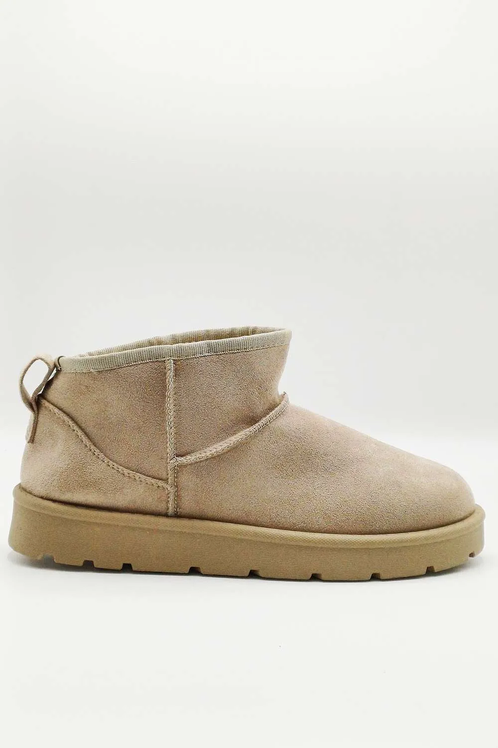 Zeda Small Flatform Faux Fur Ankle Boots in Mushroom